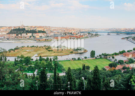 Golden Horn and Istanbul cityscape from Pierre Loti hill in Turkey Stock Photo