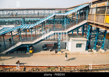 Delhi, India - November 27, 2017 : New Delhi railway station platform Stock Photo