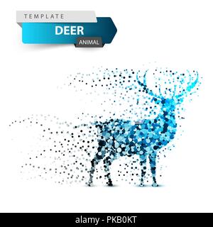 Deer dot illustration on the white background. Stock Vector