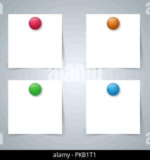 Square paper magnet - business infographic. Four items. Stock Vector
