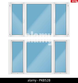PVC window with three sash Stock Vector