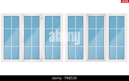 PVC window with three sash Stock Vector