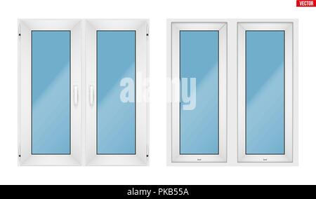 PVC window with two sash Stock Vector