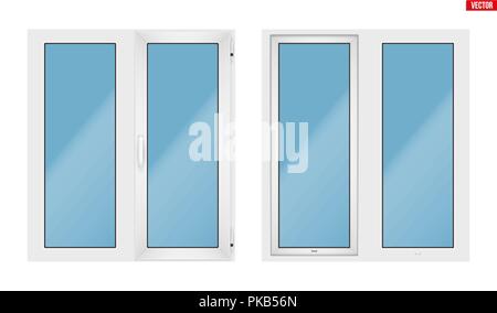 PVC window with two sash Stock Vector