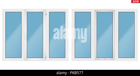 PVC window with three sash Stock Vector