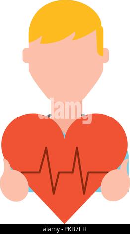 man holding heart rate medical symbol vector illustration hand drawing ...