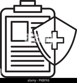 medical clipboard report and shield protection Stock Vector