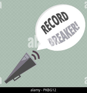 Handwriting text writing Record Breaker. Concept meaning someone or something that beats previous best result . Stock Photo