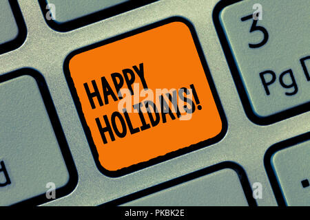 Handwriting text writing Happy Holidays. Concept meaning Made a short journey by a group of people for pleasure. Stock Photo