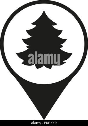 Black and white christmas tree market map sign Stock Vector