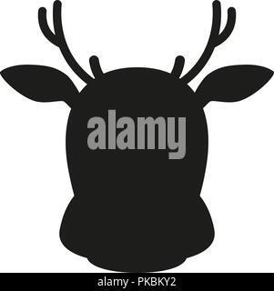 Black and white reindeer head simple silhouette Stock Vector