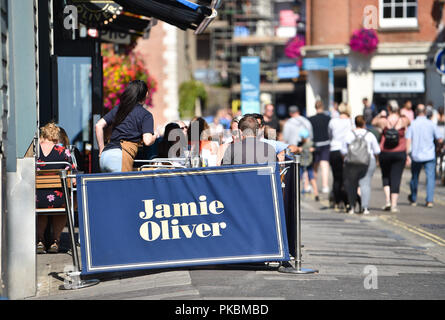 Jamie Oliver Italian restaurant in The Lanes Brighton UK Photograph taken by Simon Dack Stock Photo