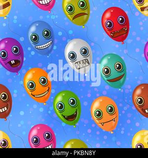 Monster Balloons, Seamless Stock Vector