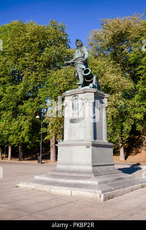 OSLO, NORWAY - JULY 12, 2018: Statue of Admiral Peter Tordenskjold at City Hall Square Stock Photo