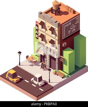 Vector isometric coworking building Stock Vector