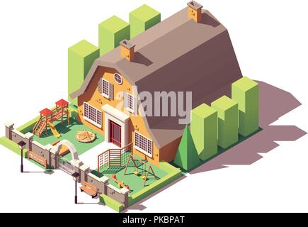 Vector isometric kindergarten Stock Vector