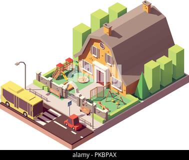 Vector isometric kindergarten Stock Vector