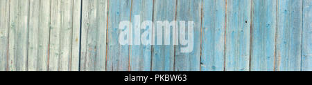 Old wood panorama of light blue weathered wooden planks Stock Photo