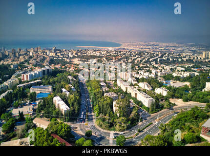 Panoramic, aerial view of Haifa, Israel. Stock Photo