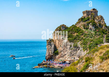 The beach at Capo di Conca on the Mediterranean Sea in Conca dei Marini, Salerno, Campania, Italy Stock Photo