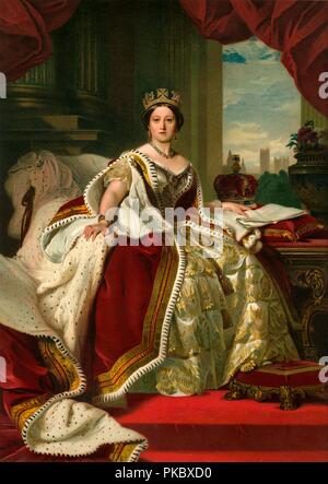 'Her Majesty The Queen in Her Robes of State', 1859, (c1897). Artist: Eyre & Spottiswoode. Stock Photo