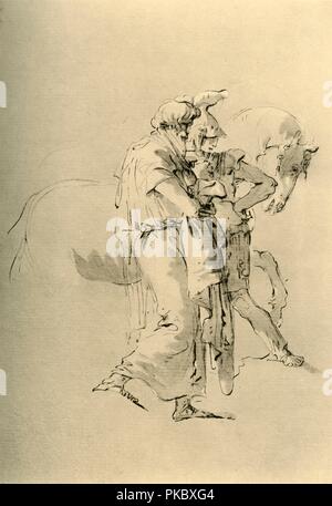 'Old man and Young soldier', mid 18th century, (1928). Artist: Giovanni Battista Tiepolo. Stock Photo