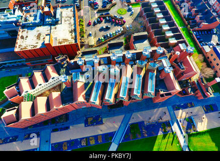 De Montfort Universitys Queens building, faculty of Technology from above, showing the abstract beauty of the building! Stock Photo