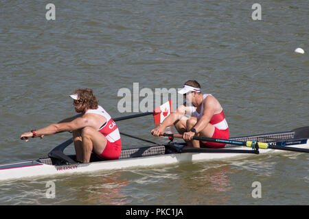 Plovdiv, Bulgaria, Wednesday, 12th September 2018. FISA, World Rowing Championships,CAN M2-. Bow, Kyle FREDRICKSON and Andrew TODD,   © Peter SPURRIER, Credit: Peter SPURRIER/Alamy Live News Stock Photo