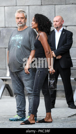 12 September 2018, Baden-Wuerttemberg, Rust: 12 September 2018, Germany, Rust: Director Luc Besson and his wife Virginie Besson-Silla attending the opening of the new French themed area in Europa-Park. Photo: Patrick Seeger/dpa Stock Photo