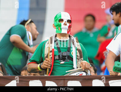 Nashville, TN, USA. 11th Sep, 2018. An excited Mexico soccer fan plays the drums prior to the International Friendly match between Mexico and USA at Nissan Stadium in Nashville, TN. The US National team defeated Mexico, 1-0. Kevin Langley/CSM/Alamy Live News Stock Photo