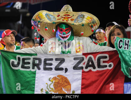 Nashville, TN, USA. 11th Sep, 2018. An excited Mexico soccer fan prior to the International Friendly match between Mexico and USA at Nissan Stadium in Nashville, TN. The US National team defeated Mexico, 1-0. Kevin Langley/CSM/Alamy Live News Stock Photo