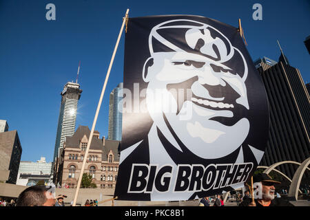 Toronto, ON, Canada. 12th Sep, 2018. Demonstration outside city hall to protest Premier Doug Ford's efforts to revive a bill that will reduce Toronto city council almost in half. Credit: Johnny De Franco/ZUMA Wire/Alamy Live News Stock Photo