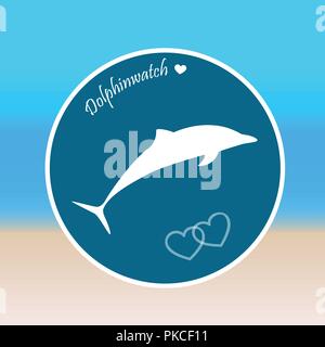 dolphin jumps dolphinwatch beach background vector illustration Stock Vector