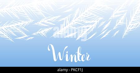 Winter frozen window background. Stock Vector