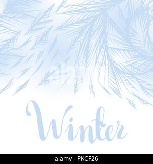 Winter frozen window background. Stock Vector