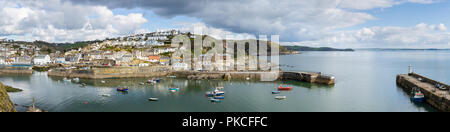 Mevagissey Harbour panoramic, Cornwall Stock Photo