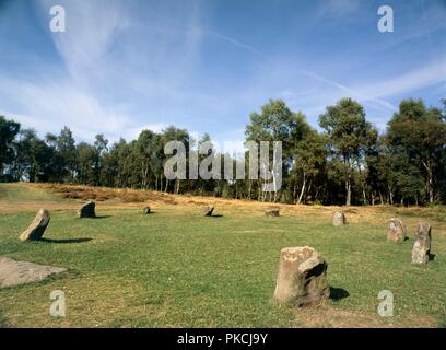 Nine Ladies Stone Circle, Stanton Moor, Peak District, Derbyshire, 2010. Artist: Andrew Tryner. Stock Photo