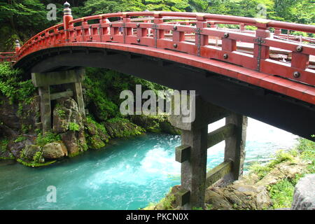 Japanese red 'shinkyo' bridge in Nikko Stock Photo
