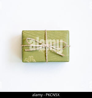 Vintage style Green gift box on white background Stock Photo
