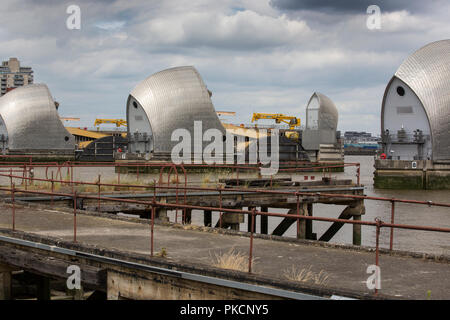 Thames Barrier, movable flood barrier situated on the River Thames in South East London, England, United Kingdom Stock Photo