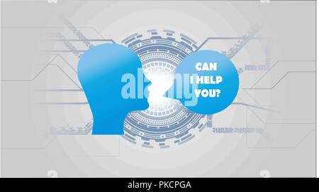 Artificial Intelligence AI Futuristic Concept. Artificial Intelligence Assistance concept. Human Big data Visualization with Cyber Mind. Machine Deep  Stock Vector