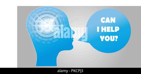 Artificial Intelligence AI Futuristic Concept. Artificial Intelligence Assistance concept. Human Big data Visualization with Cyber Mind. Machine Deep  Stock Vector