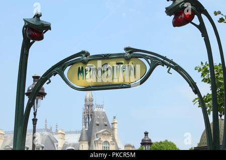 Parisian metro station sign Stock Photo