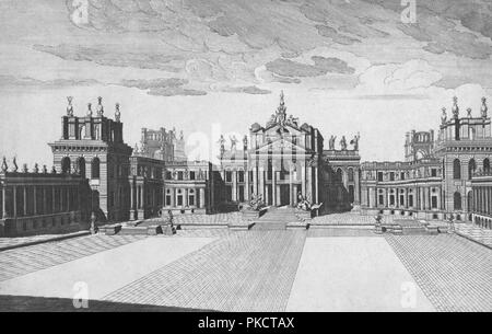 Blenheim Palace, Woodstock, Oxfordshire, mid 18th century. Artist: James Mynde. Stock Photo