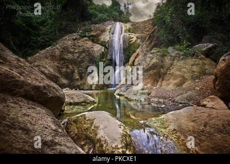 Waterfall Budlaan in tropical scenery mystic mood Stock Photo