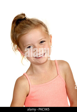 Six year old girl laughing Stock Photo
