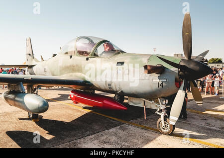 Campo Grande, Brazil - September 09, 2018: Airplane at the Brazilian military air base, Portoes Abertos Ala 5 event. Airplane: Embraer EMB-314 Super T Stock Photo