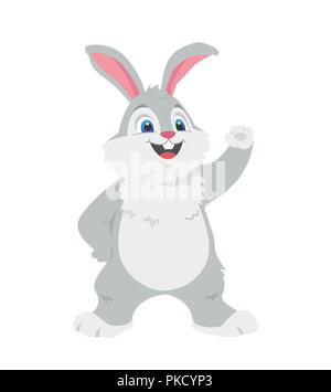 Happy rabbit - colorful cartoon character vector illustration Stock Vector