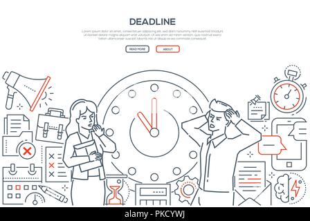 Deadline - line design style vector web banner Stock Vector