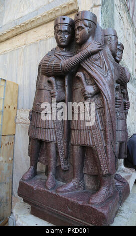 Four Tetrachs. Augustis and Caesars. Western /Eastern empire. Porphyry. From Constantinople. Venice, Italy. 4th century. Stock Photo